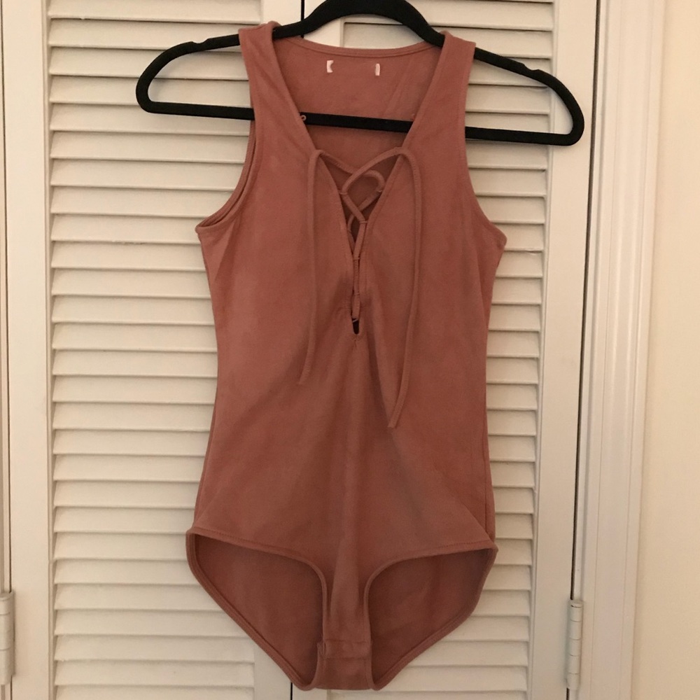 Pink Suede Bodysuit
